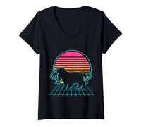 Mujer English Cocker Spaniel Vintage 80s Vaporwave Aesthetic Dog Camiseta Cuello V