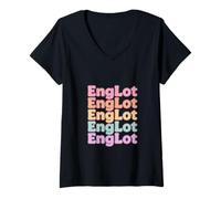 Mujer Englot Rainbow Letter Design | Pareja tailandesa GL Fan Art Camiseta Cuello V