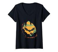 Mujer Enjambre de murciélagos de Halloween Aterrador Camiseta Cuello V