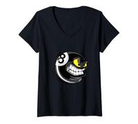 Mujer Enjoy Cool Pool Billiards Angry 8 Ball Graphic Designs Camiseta Cuello V