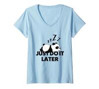 Mujer Enjoy Panda Cartoon, Cool Sarcastic Baby Lazy Panda Sleeping Camiseta Cuello V