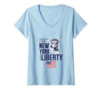 Mujer Enjoy Wear Cool NYC New York City Statue of Liberty Graphic Camiseta Cuello V