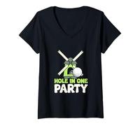 Mujer Enlaces de Campo de conducción para entusiastas del Golf de Hole In One Party Camiseta Cuello V