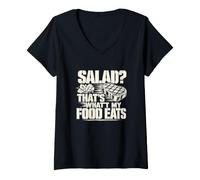 Mujer ¿Ensalada? Eso es lo Que Come mi Comida Divertida Amante de la Carne Camiseta Cuello V