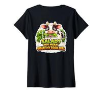 Mujer ¿Ensalada? Te refieres a lo Que Come mi Comida Funny Carnivore Diet Cow Camiseta Cuello V