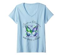 Mujer Enseñando a la mariposa cristiana solo un maestro que ama a Jesús Camiseta Cuello V