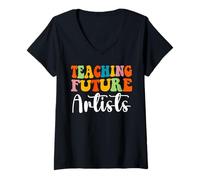 Mujer Enseñando futuros Artistas Divertidos Profesores Estudiantes Hombres Mujeres Camiseta Cuello V