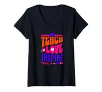Mujer Enseñar Amar Inspirar Educación Y Motivación Camiseta Cuello V
