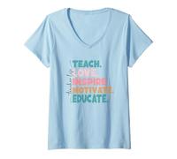 Mujer Enseñar Amor Inspirar Motivar Educar Camiseta Cuello V