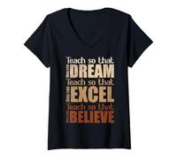 Mujer Enseñar para Que Puedan soñar Excel Believe Teacher Camiseta Cuello V