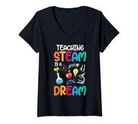 Mujer Enseñar Steam es una inspiración de ensueño Camiseta Cuello V