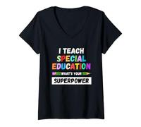 Mujer Enseño a la educación Especial cuál es tu Superpoder Camiseta Cuello V