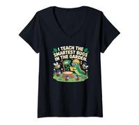 Mujer Enseño a los insectos más inteligentes en el jardín Arte lindo maestro Camiseta Cuello V