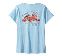 Mujer ENSEÑO A LOS PEQUEÑOS TURQUÍAS MÁS Fresas Meme de Acción de Gracias por LA ESP Camiseta Cuello V