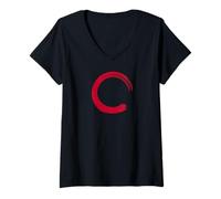 Mujer Enso Circle Budismo Zen - Rojo Camiseta Cuello V