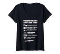 Mujer Entendiendo Ingenieros Diseño de ingeniería sarcástico Divertido Camiseta Cuello V