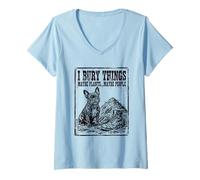 Mujer Entierro Cosas Tal Vez Plantas Tal Vez Personas Bulldog Francés Camiseta Cuello V