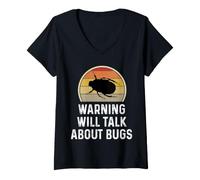 Mujer Entomólogo Bug Lover Advertencia Hablará de Bugs Funny Camiseta Cuello V