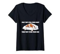 Mujer Entonces te roban la Cama - Brittany Spaniel Dog Mom Camiseta Cuello V