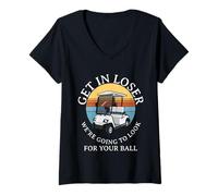Mujer Entra en Perdedor Vamos a Buscar tu Bola Vintage Camiseta Cuello V