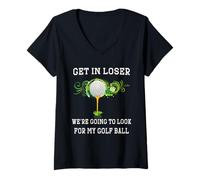 Mujer Entra Perdedor Vamos a Mirar mi Pelota de Golf Golfista Golfing Camiseta Cuello V