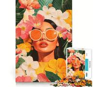 Mujer Entre Flores,Rompecabezas de 1000 Piezas para Adultos,Divertido para Entrenar la Mente,con componentes Resistentes y de Corte Limpio,Actividad Relajante para la Mente (38x26cm)