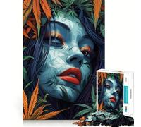 Mujer Entre Hojas,Rompecabezas de 1000 Piezas para Adolescentes,estimulación cognitiva,Divertido,Cierre Seguro,sin Piezas Sueltas,una Forma entretenida de Pasar el Tiempo Libre (38x26cm)