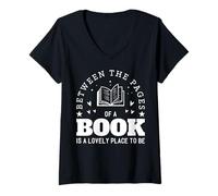 Mujer Entre la página de un libro hay un lugar encantador para estar leyendo Camiseta Cuello V