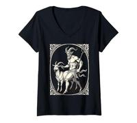 Mujer Entre la travesura y la Amenaza demoníaco ilustración Camiseta Cuello V