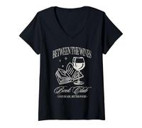 Mujer Entre los vinos Book Club Ivory Diseño para lectores Camiseta Cuello V