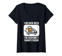 Mujer Entrega Cerveza Reparto Camión Conductor Mensajero Trabajo Camionero Camiseta Cuello V