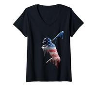 Mujer Entrenador de Equipo de Jugador de sóftbol Gerente de Bandera Americana USA Drip Camiseta Cuello V