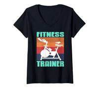 Mujer Entrenador de Fitness Bicicleta Interior Frase Camiseta Cuello V