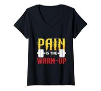 Mujer Entrenador Personal Preparador Físico Pain Is The Warm Up Camiseta Cuello V