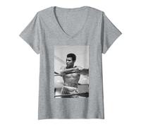 Mujer Entrenamiento de boxeo Muhammad Ali para la pelea de Ken Norton 1973 Camiseta Cuello V