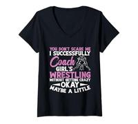 Mujer Entrenamiento de Lucha Libre para niñas No asustar a Las niñas Entrenador de Lucha Libre Camiseta Cuello V