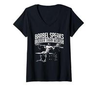 Mujer Entrenamiento Pectoral Culturista Barbel Speaks Louder Camiseta Cuello V