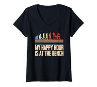 Mujer Entrenamiento Pectoral Culturista Happy Hour At The Bench Camiseta Cuello V
