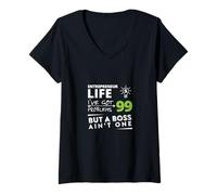 Mujer Entrepreneur Life 99 Problems Divertido diseño de negocios Camiseta Cuello V