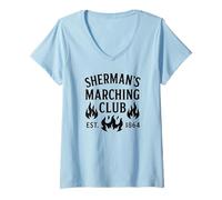 Mujer Entusiasta de la guerra civil del Club Marching de Sherman Camiseta Cuello V