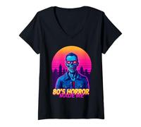 Mujer Entusiasta del Cine Retro de los 80, Terror, Halloween Camiseta Cuello V