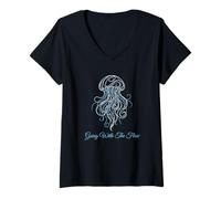 Mujer Entusiasta del Zen yendo con la meditación Flow Mindfulness Camiseta Cuello V