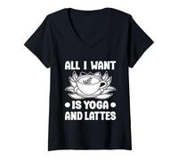 Mujer Entusiastas De Pilates All I Want Is Yoga & Lattes Pilates Camiseta Cuello V