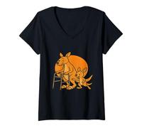 Mujer Envejecimiento Animales Anciano Caminante Canguro Con Joey Camiseta Cuello V