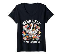 Mujer Enviar Ayuda Estoy enredado Camiseta Cuello V