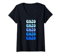 Mujer Enzo Retro Name Stack Design Camiseta Cuello V