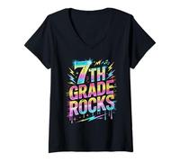 Mujer Epic 7TH Grade Rocks Last Day Future Heroes Teacher Crew Camiseta Cuello V