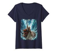 Mujer Epic Japanese Anime Christian Bible - Moses Parting The Sea Camiseta Cuello V