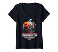 Mujer Epic Pumpkin Robot: Halloween, Thanksgiving, Harvest Graphic Camiseta Cuello V