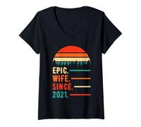 Mujer Epic Wife Since 2021 5 Years Women 5th Wedding Anniversary Camiseta Cuello V